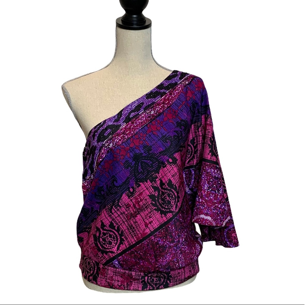 Rampage One Shoulder Quarter Sleeve  Blouse Size L